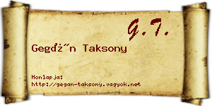 Gegán Taksony névjegykártya